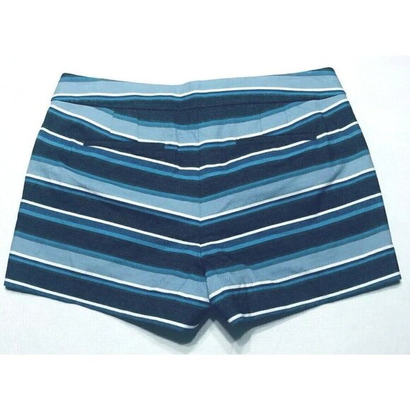 J. Crew  Womens Size 4 Blue Striped Textured Mini Pleated Shorts Pockets Boho - Picture 4 of 7
